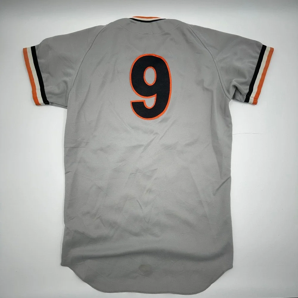 Vintage Descente Wako 9 Baseball‎ Jersey Grey Orange Black Mens L D-300T Japan